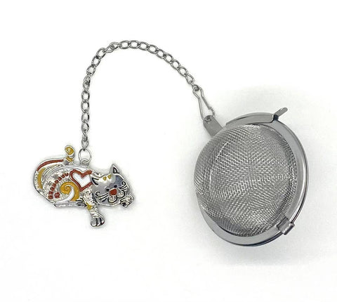 Loose Tea Infuser, Tabby Cat Charm Ball, Tea Lover Gift