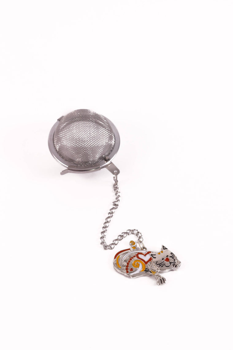 Loose Tea Infuser, Tabby Cat Charm Ball, Tea Lover Gift